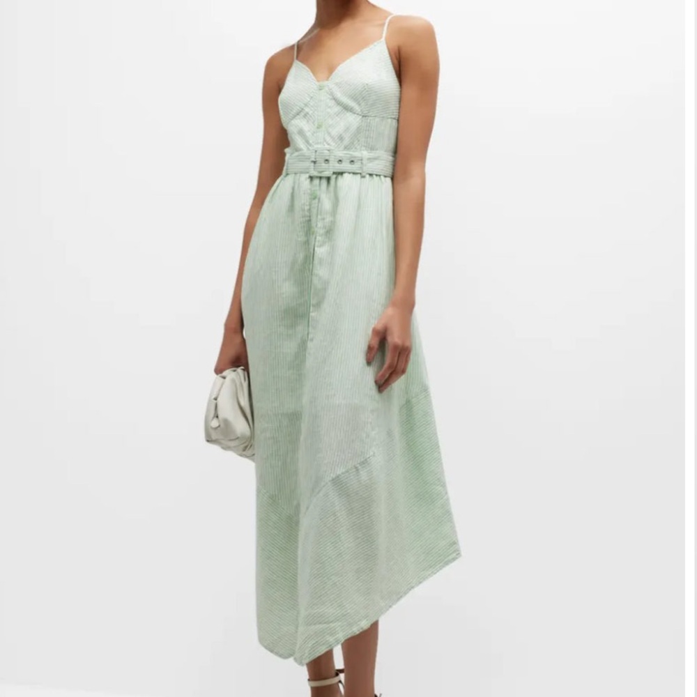 JONATHAN SIMKHAI LEIGHTON BELTED HANDKERCHIEF HEM DRESS